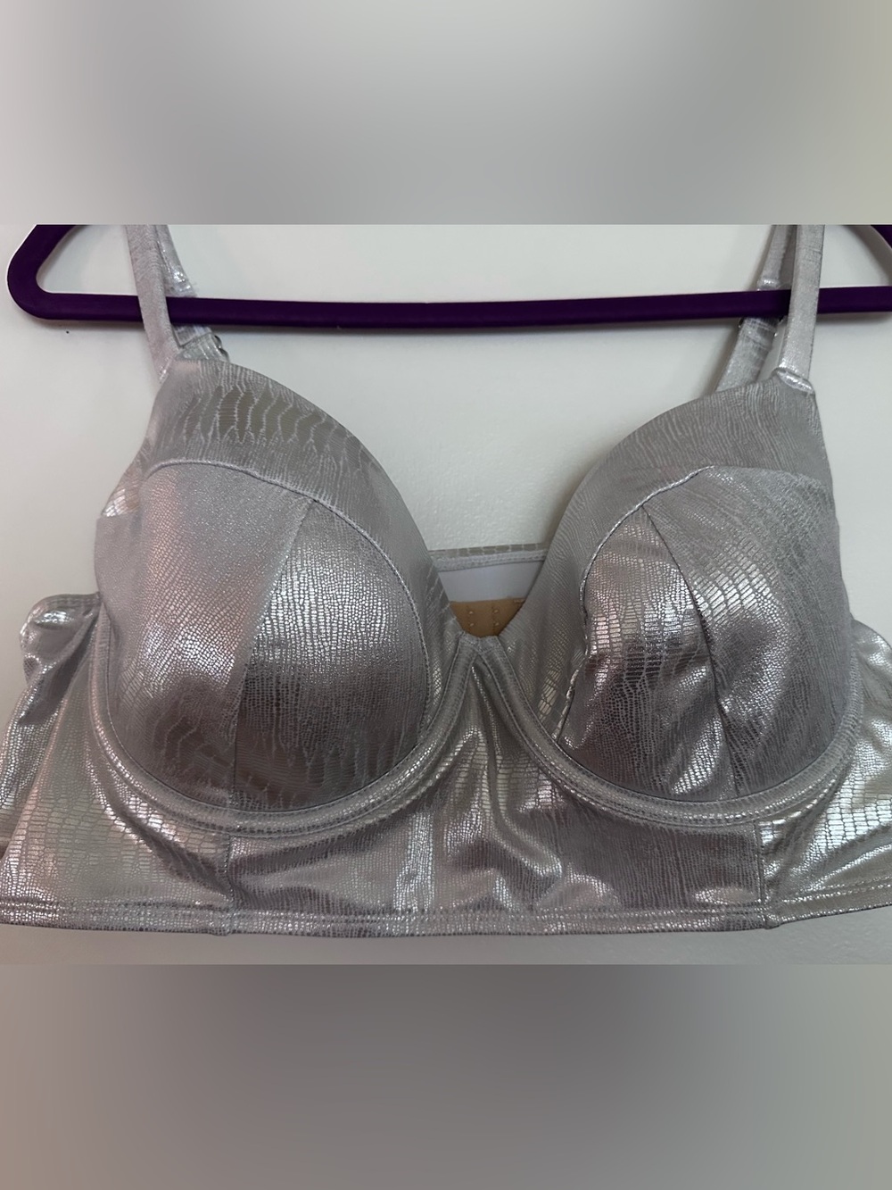 Cacique Silver Metallic Swim Suit Bikini Bra